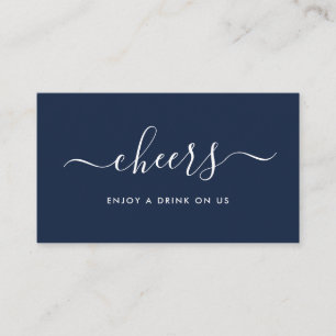 Simple Script Free Drinks Ticket - Navy & White Enclosure Card