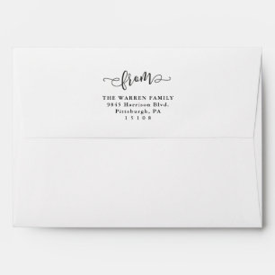 Simple script from save the date black and white envelope