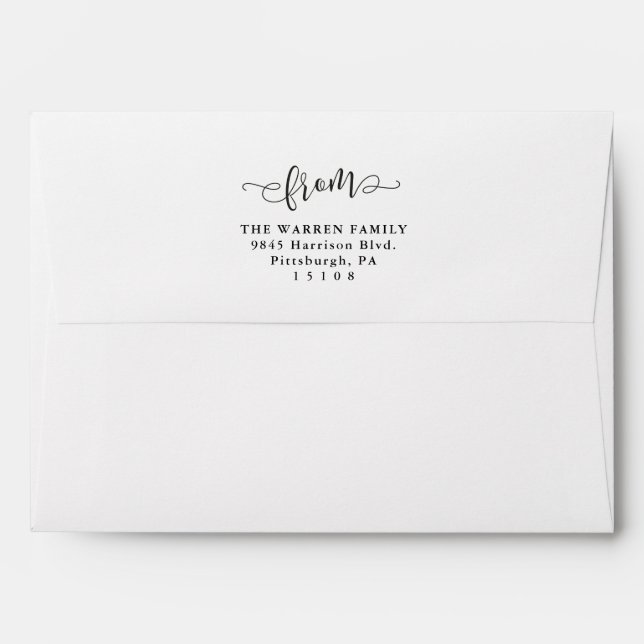 Simple script from save the date black and white envelope (Back (Top Flap))