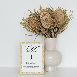 Simple script Fun facts wedding table number 