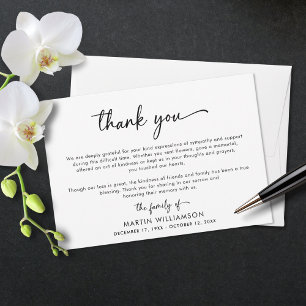 Simple Script Funeral Thank You Card