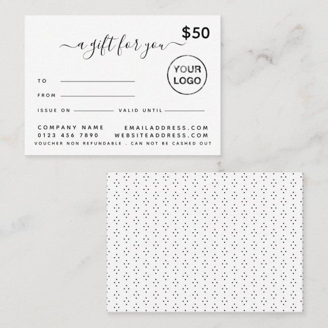 Simple Script Gift Certificate Cards (Front/Back)