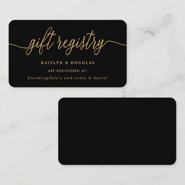 Simple Script Gift Registry Enclosure Card (Front/Back)