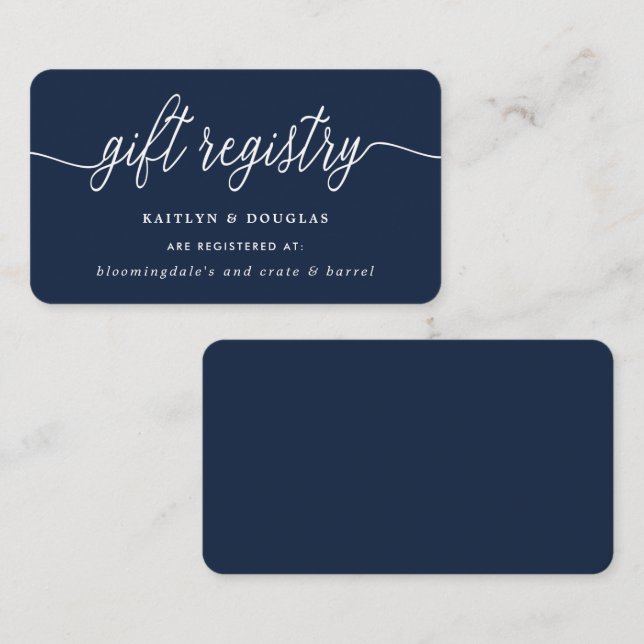Simple Script Gift Registry Enclosure Card (Front/Back)