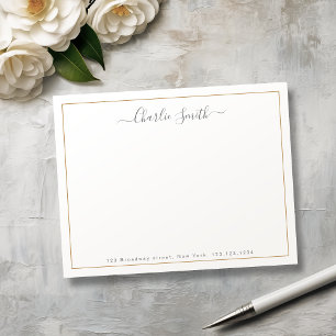 Simple script gold border personalized stationery card