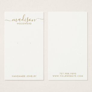 Simple Script Gold Signature Earring Display Card