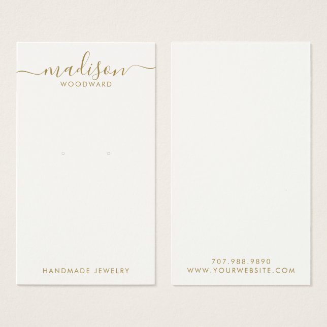 Simple Script Gold Signature Earring Display Card (Front & Back)
