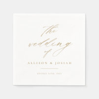 Simple Script Gold Wedding Napkins