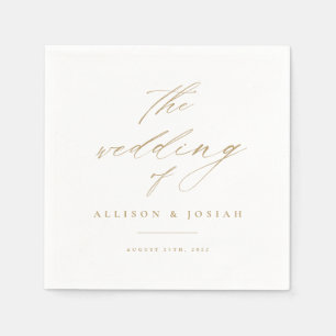 Simple Script Gold Wedding Napkins