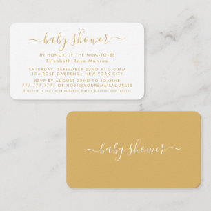 Simple Script - Gold & White Baby Shower Invite