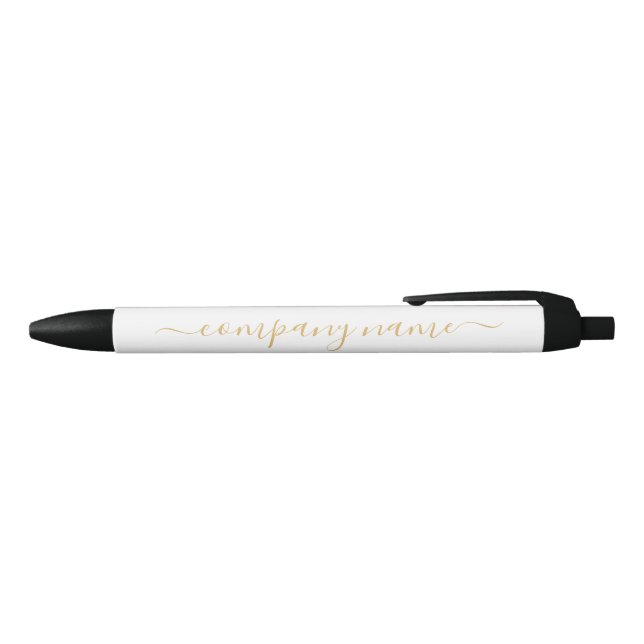 Simple Script - Gold & White - Company/Event Black Ink Pen (Top)