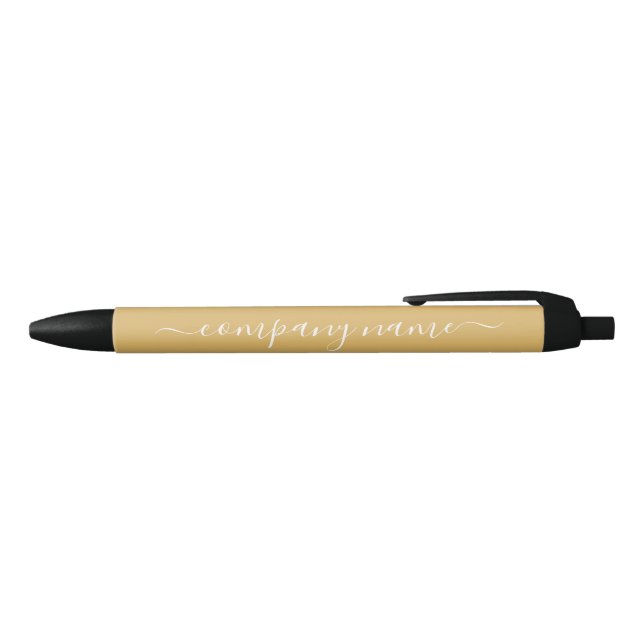 Simple Script - Gold & White - Company/Event Black Ink Pen (Top)
