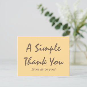 Simple Script Golden Yellow Business Thank You Postcard