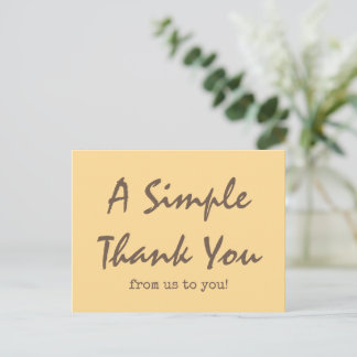 Simple Script Golden Yellow Business Thank You Postcard