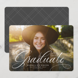 Simple script graduate horizontal graduation announcement