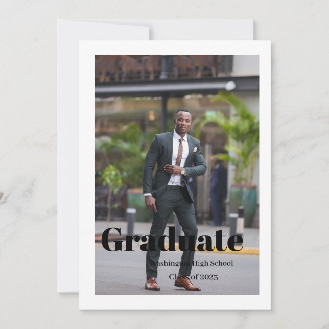 Simple script  graduate invitation card (Front)