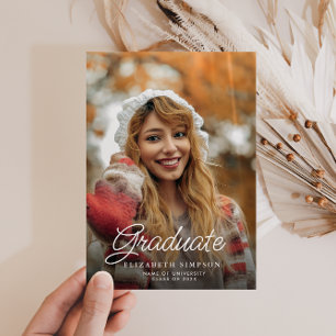 simple script graduation announcement photo card