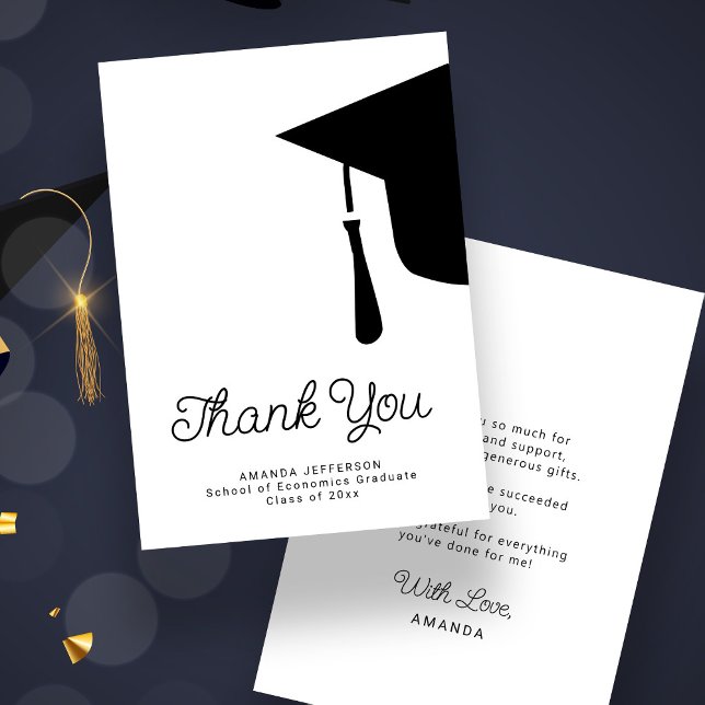Simple script graduation custom thank you card (Creator Uploaded)