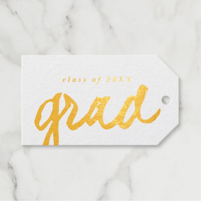 Simple script | Graduation Gold Gift Tags (Front (Horizontal))
