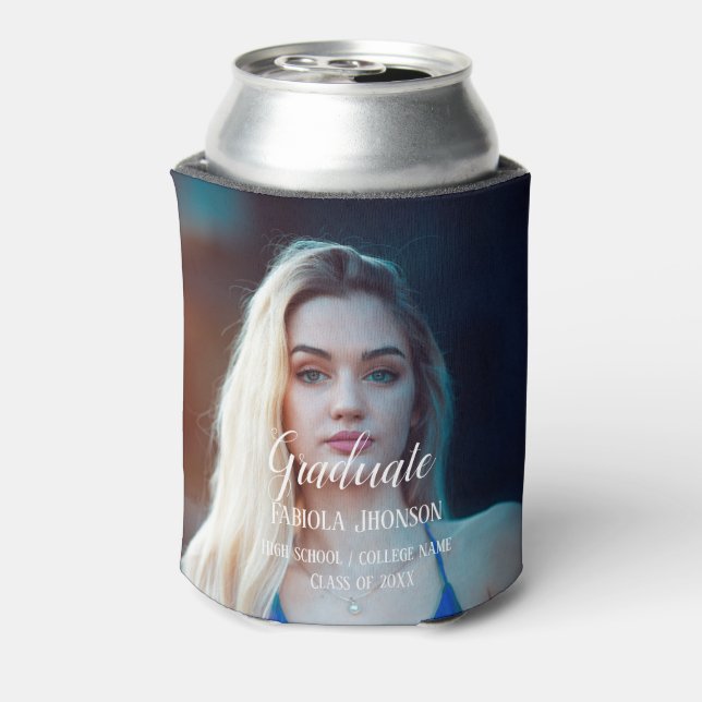 Simple script graduation photo can cooler (Can Back)