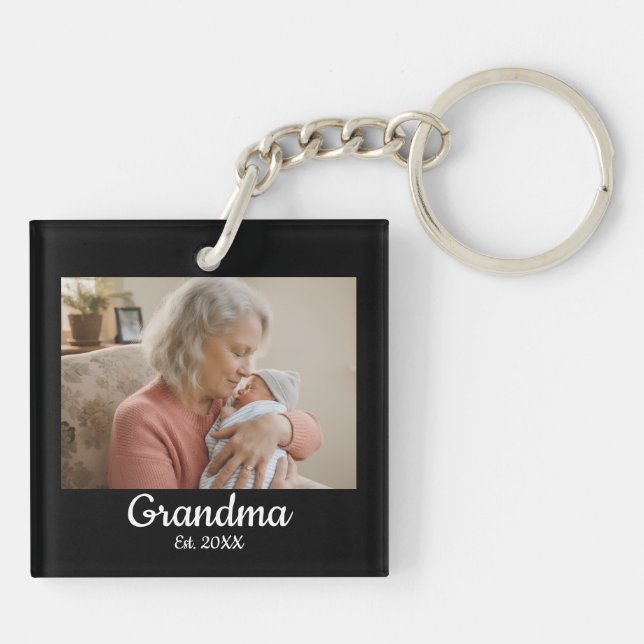 Simple Script Grandma Est.Photo Year Black (Dos)