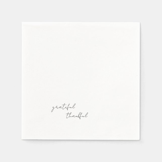 Simple Script Grateful Thankful Cocktail Napkin (Front)