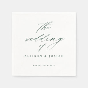 Simple Script Green Wedding Napkin