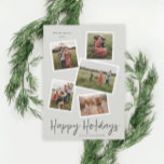Simple Script Happy Holidays 5 Photo Collage Holiday Postcard<br><div class="desc">A Simple Script Happy Holidays 5 Photo Collage with modern hand lettering. The background and font colour are completely customizable to easily match the colour scheme of your photograph(s). Click the edit button to customize this design.</div>
