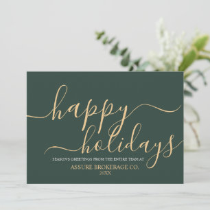 Simple Script Happy Holidays Business Corporate  Holiday Card