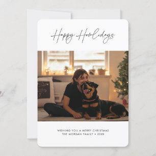 Simple Script Happy Howlidays Christmas Dog Photo Holiday Card