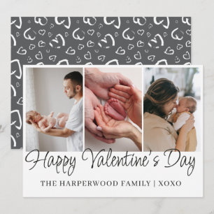 Simple Script Happy Valentines Multi Photo Newborn Holiday Card