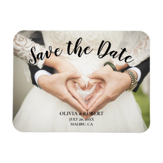 Simple script – heart  Save the Date Magnet