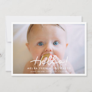 Simple script Hello baby photo Announcement