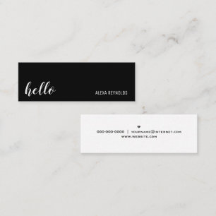 Simple Script Hello On Black Mini Business Card