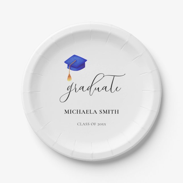 Simple Script High School Graduate Paper Plate (Front)