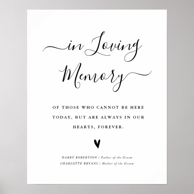 simple script in loving memory sign (Front)