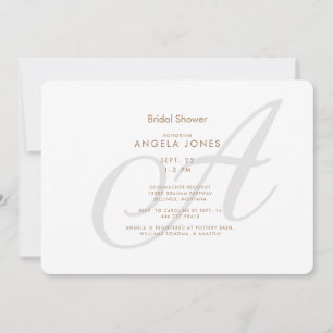 Simple Script Initial Modern Bridal Shower  Invitation