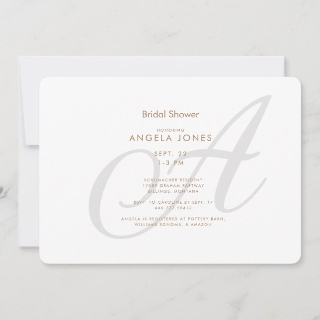 Simple Script Initial Moderne Invitation de Fête d (Devant)