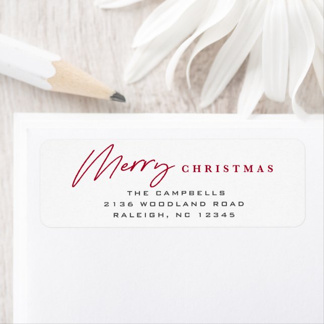 Simple Script Joyeux Noël Adresse de Retour Rouge (En situation)
