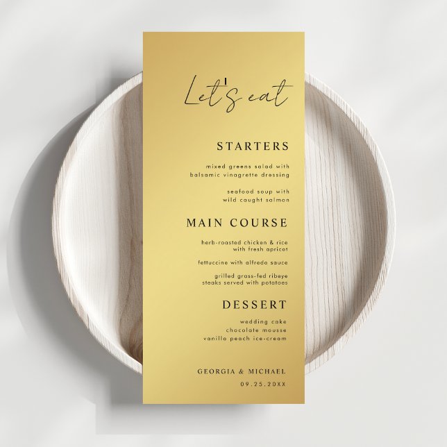 Simple Script Let's Eat Black & Gold Wedding Menu (Creator Uploaded)