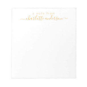 Simple Script Lettering in Yellow Personalized Notepad