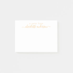Simple Script Lettering in Yellow Personalized  Post-it Notes