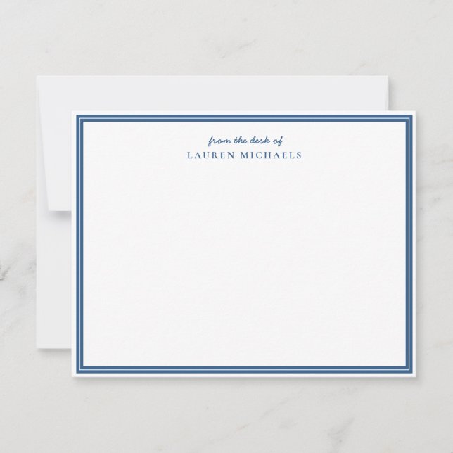 Simple Script Light Navy Blue Border Personalized  Card (Front)