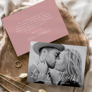 Simple Script Love and Thanks Dusty Rose Wedding Thank You Card