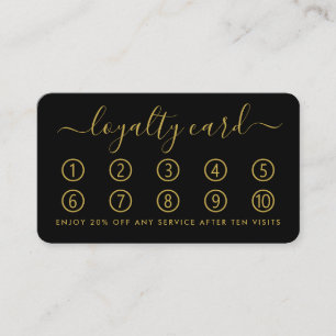 Simple Script Loyalty Card - Black & Gold