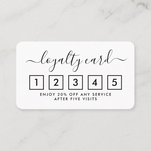 Simple Script Loyalty Card - Black & White (Front)