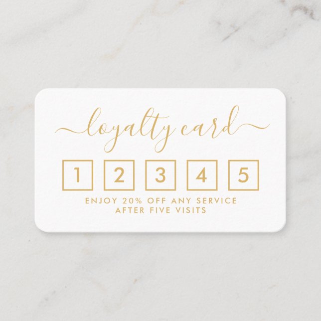 Simple Script Loyalty Card - Gold & White (Front)