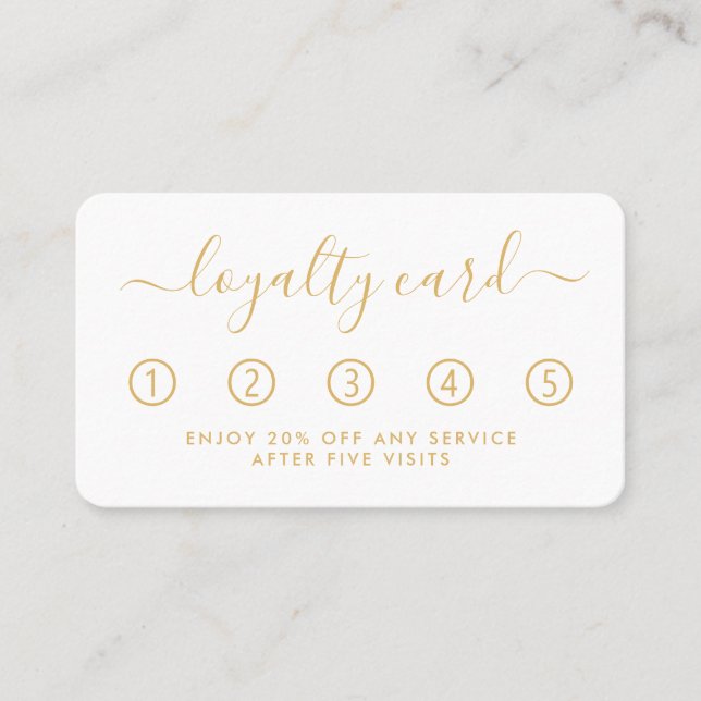 Simple Script Loyalty Card - Gold & White (Front)