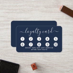 Simple Script Loyalty Card - Navy Blue & White