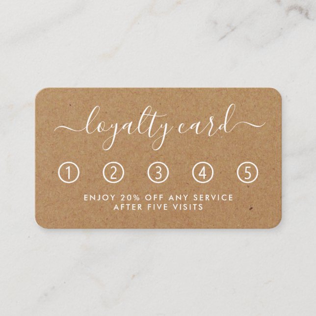 Simple Script Loyalty Card - Rustic Kraft (Front)